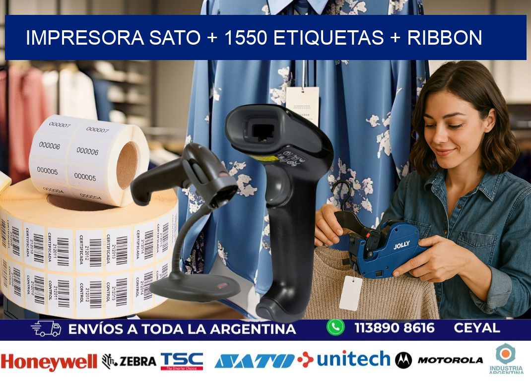 impresora SATO + 1550 etiquetas + ribbon