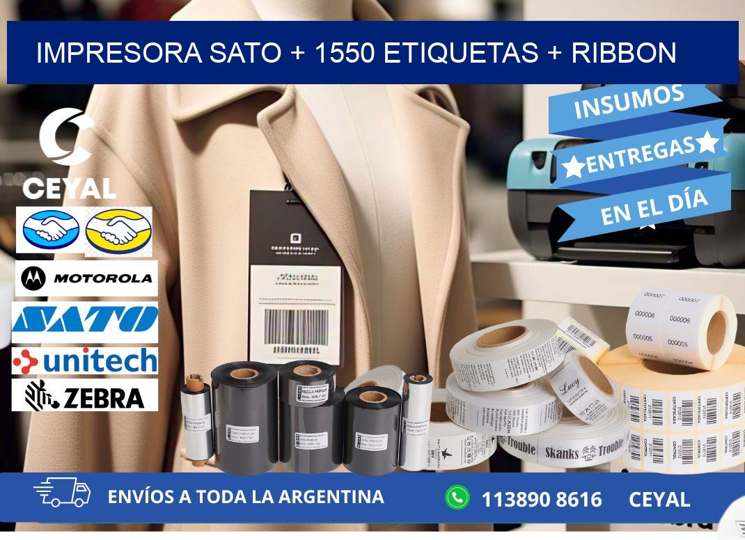 impresora SATO + 1550 etiquetas + ribbon