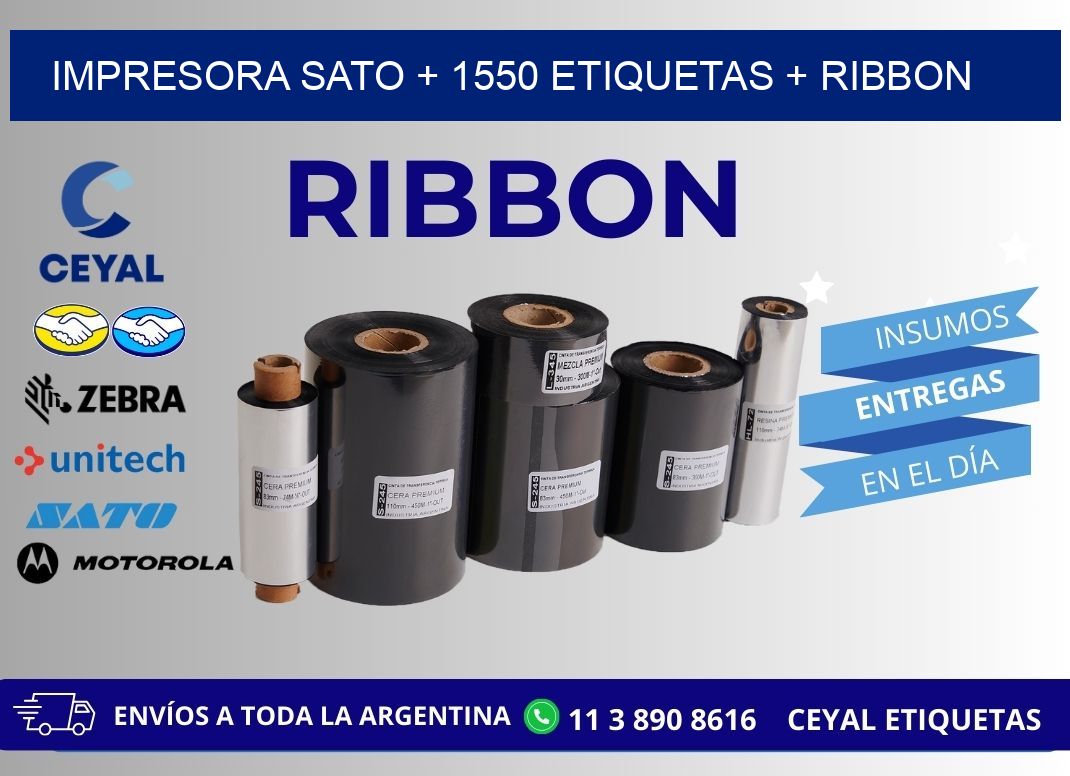 impresora SATO + 1550 etiquetas + ribbon