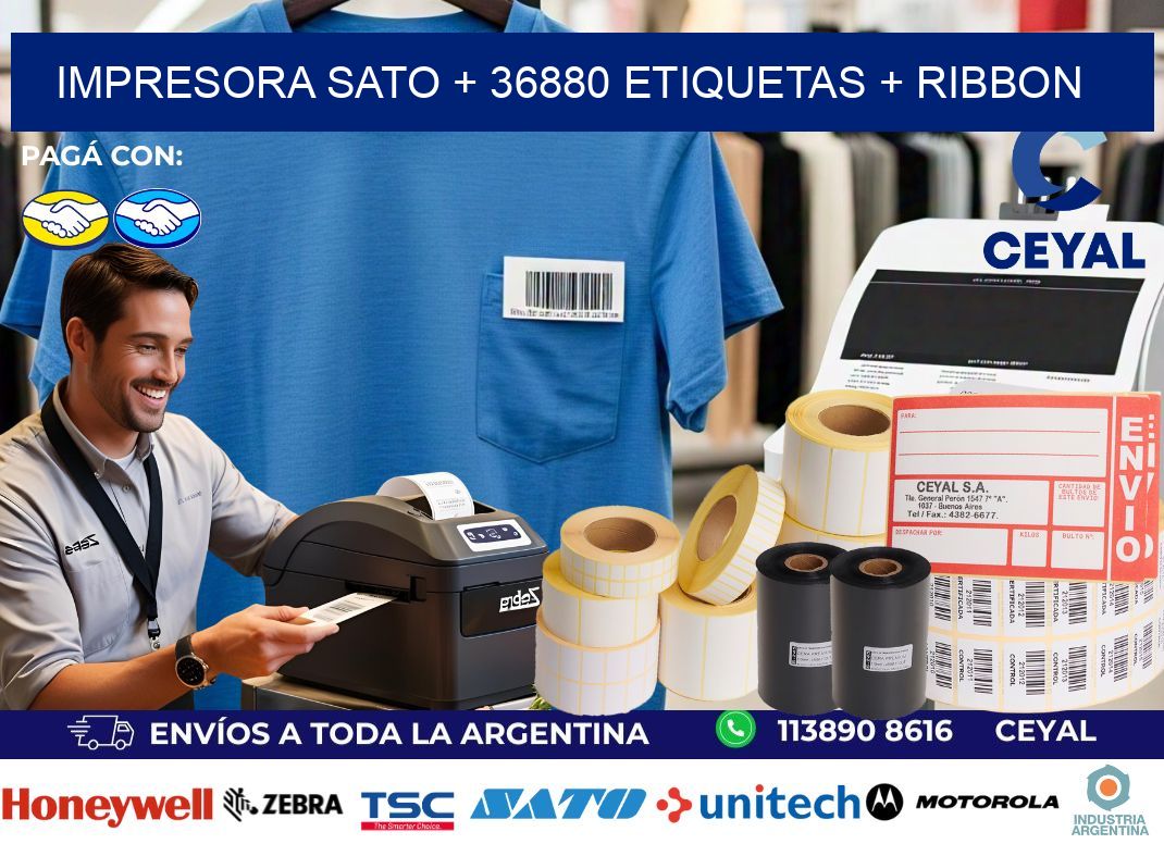 impresora SATO + 36880 etiquetas + ribbon