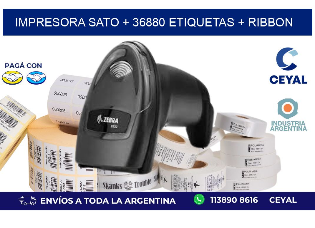 impresora SATO + 36880 etiquetas + ribbon