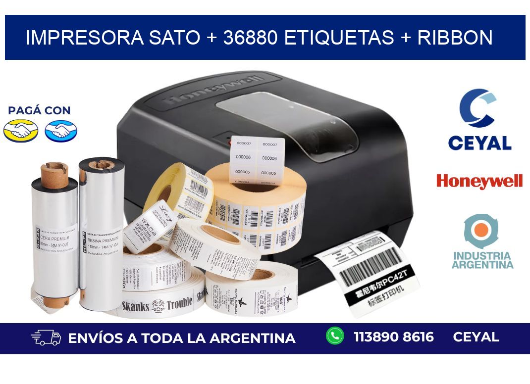 impresora SATO + 36880 etiquetas + ribbon