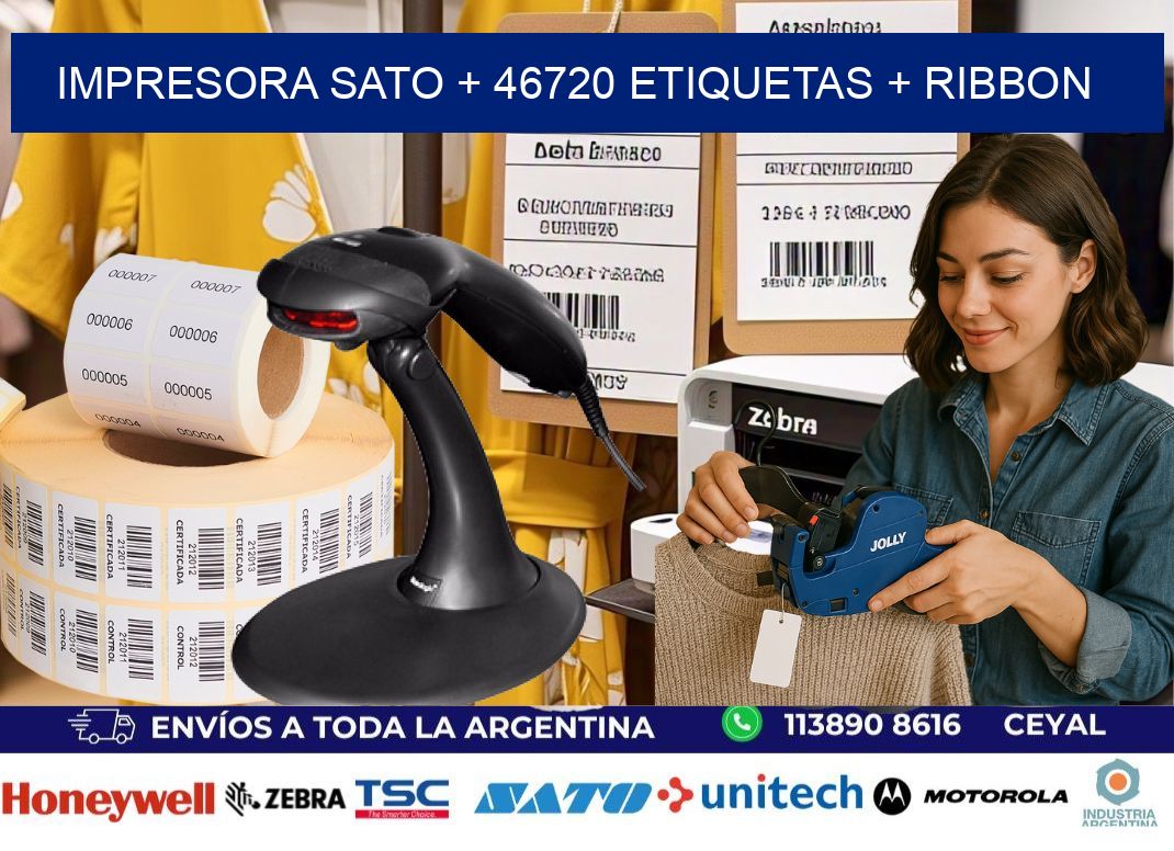 impresora SATO + 46720 etiquetas + ribbon