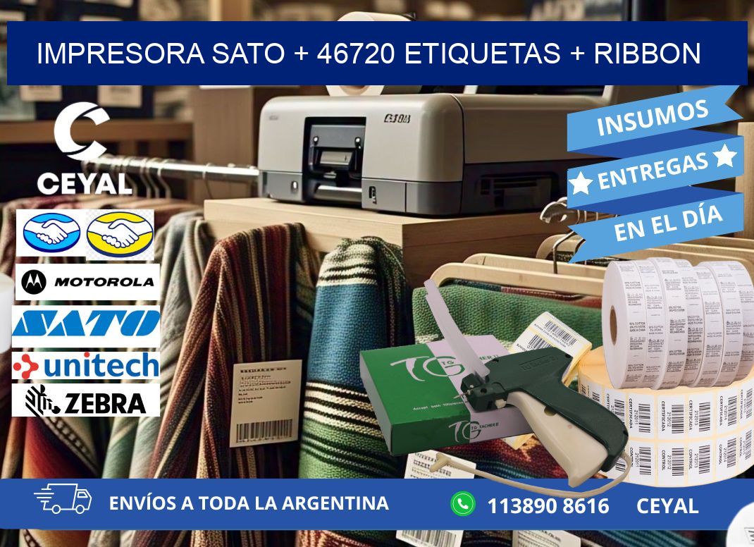 impresora SATO + 46720 etiquetas + ribbon