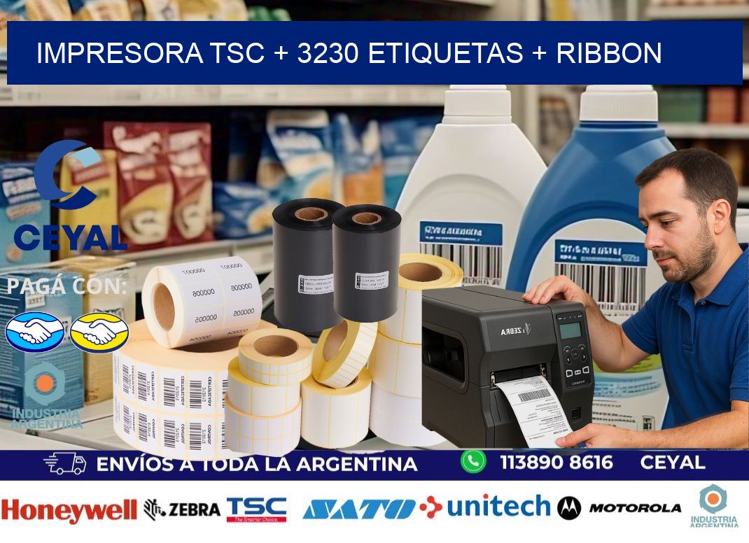 impresora TSC + 3230 etiquetas + ribbon