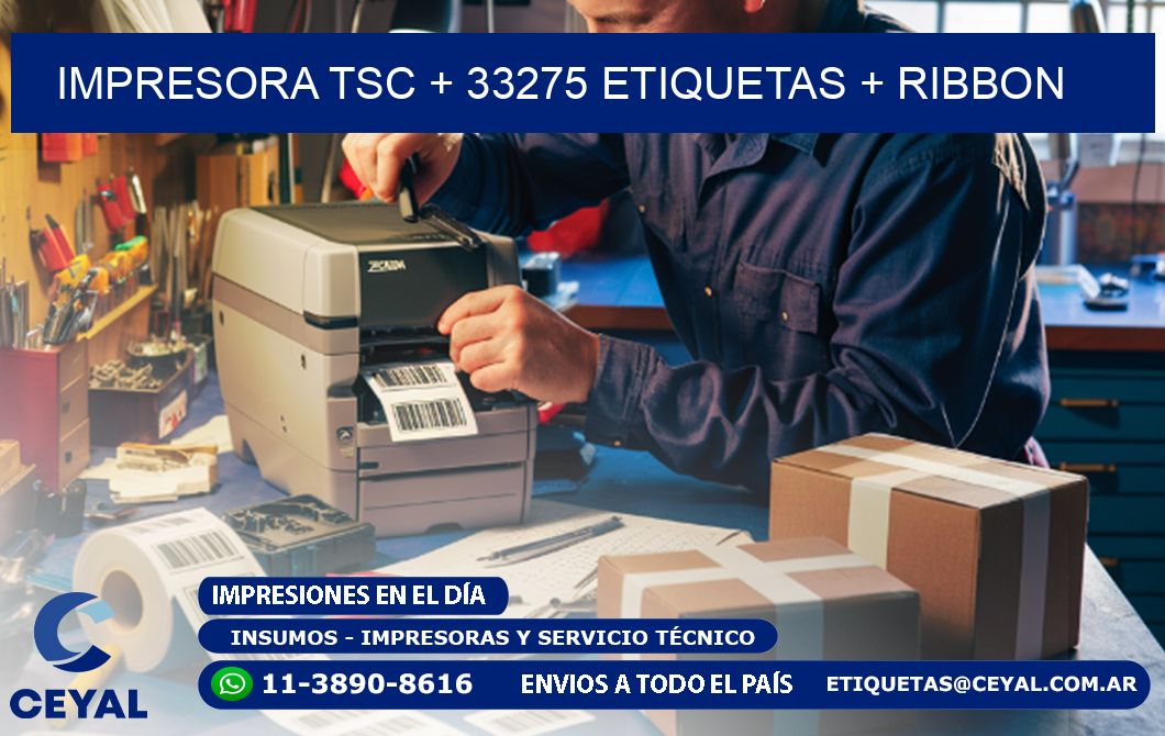impresora TSC + 33275 etiquetas + ribbon