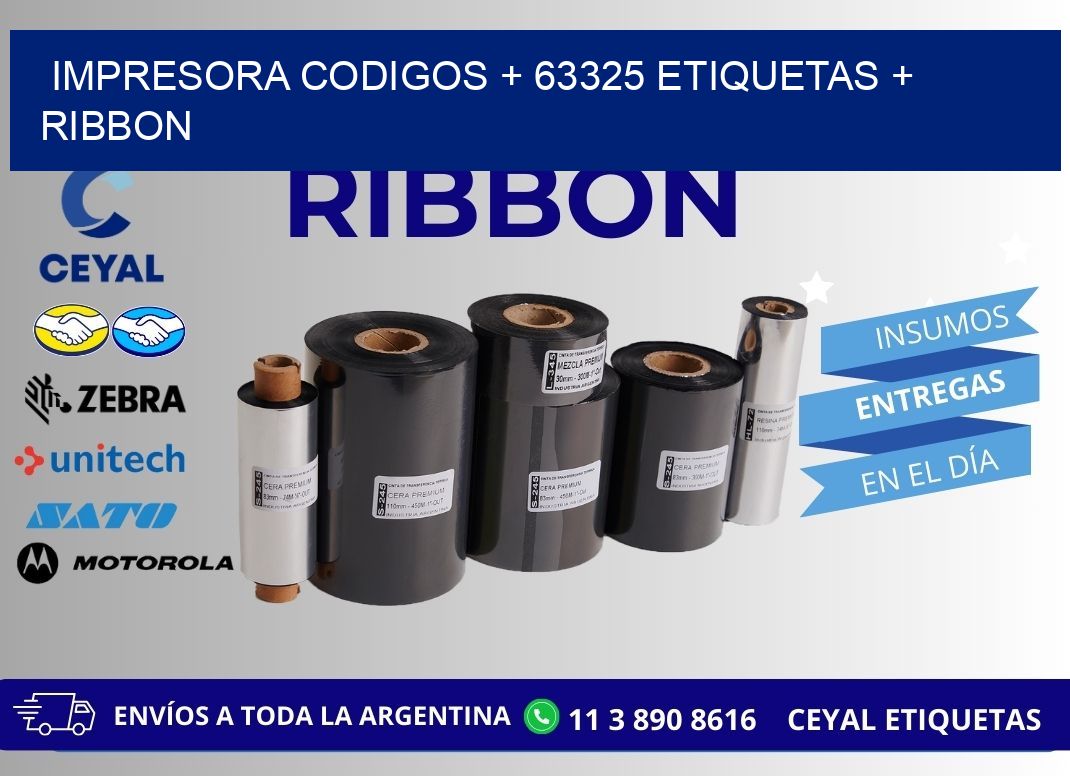 impresora codigos + 63325 etiquetas + ribbon