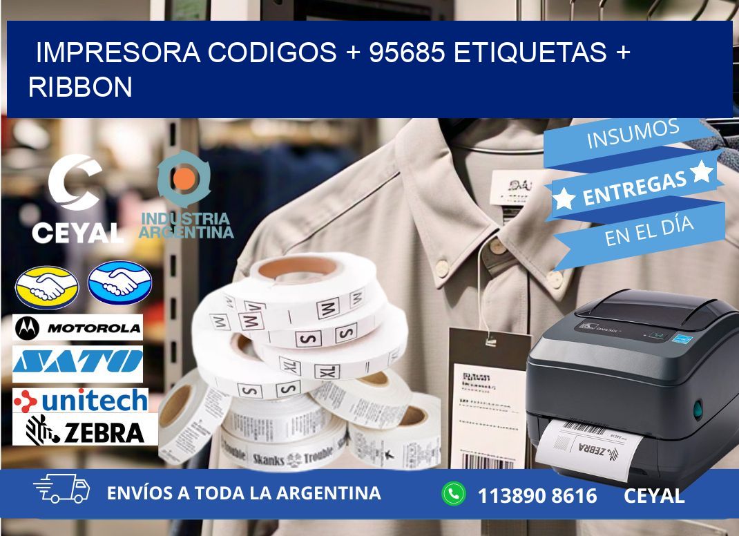 impresora codigos + 95685 etiquetas + ribbon