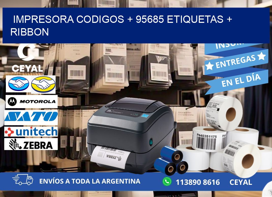 impresora codigos + 95685 etiquetas + ribbon
