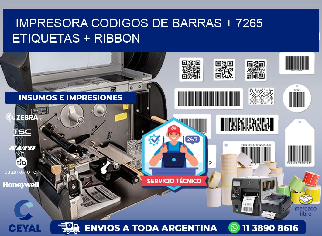 impresora codigos de barras + 7265 etiquetas + ribbon