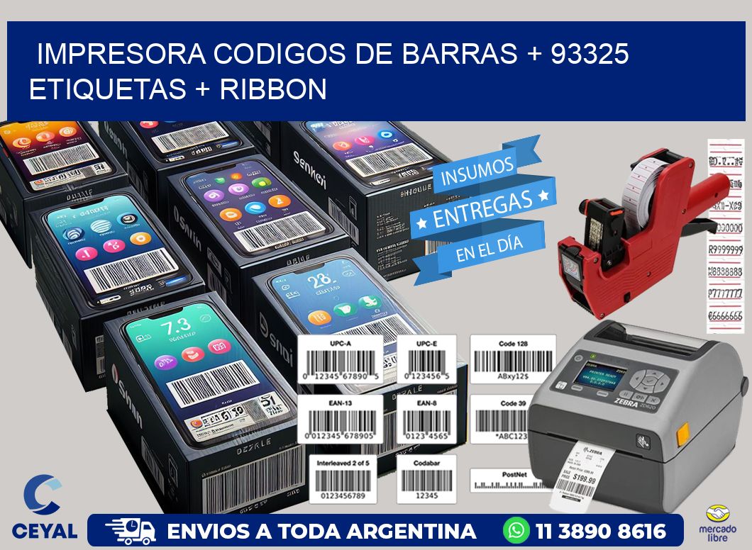 impresora codigos de barras + 93325 etiquetas + ribbon
