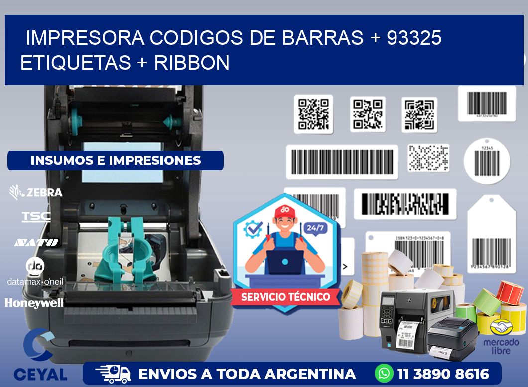 impresora codigos de barras + 93325 etiquetas + ribbon