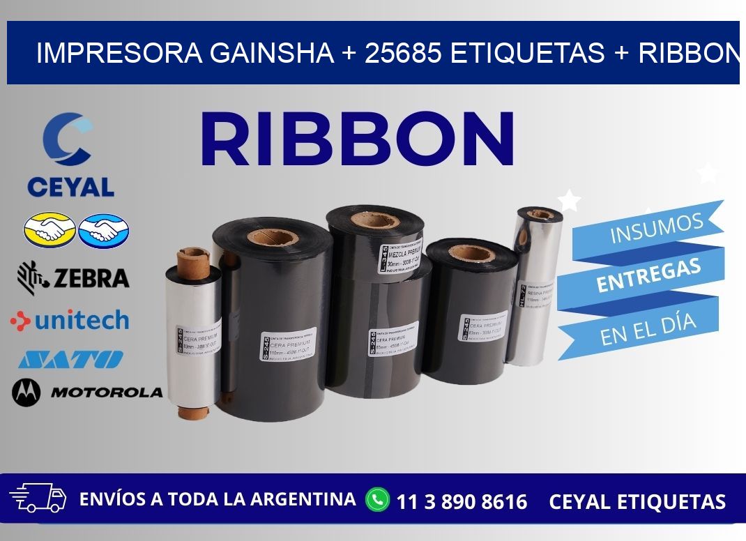 impresora gainsha + 25685 etiquetas + ribbon