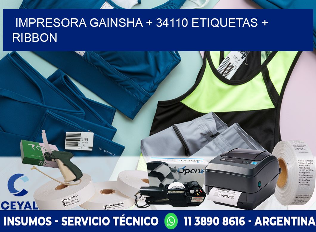 impresora gainsha + 34110 etiquetas + ribbon