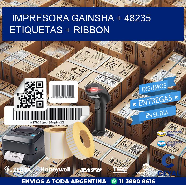impresora gainsha + 48235 etiquetas + ribbon