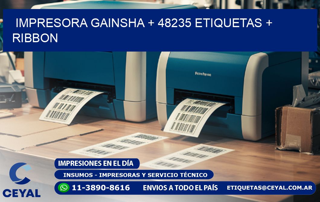 impresora gainsha + 48235 etiquetas + ribbon