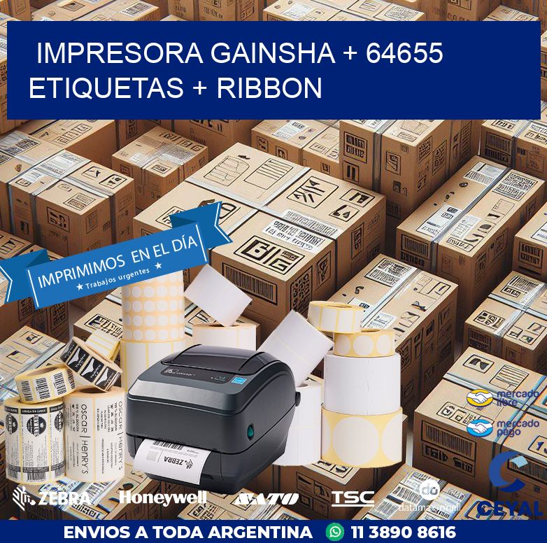 impresora gainsha + 64655 etiquetas + ribbon
