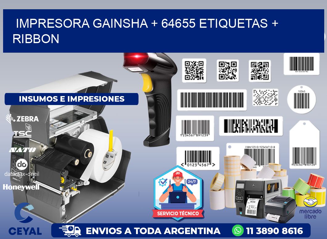 impresora gainsha + 64655 etiquetas + ribbon