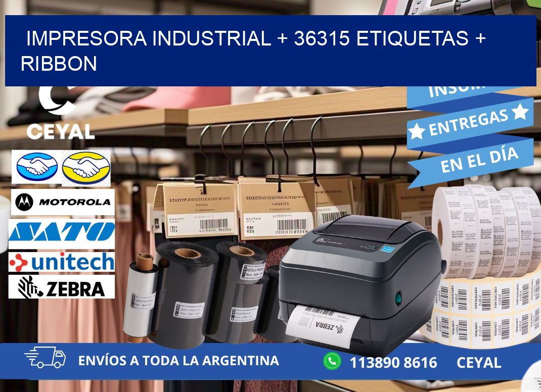 impresora industrial + 36315 etiquetas + ribbon