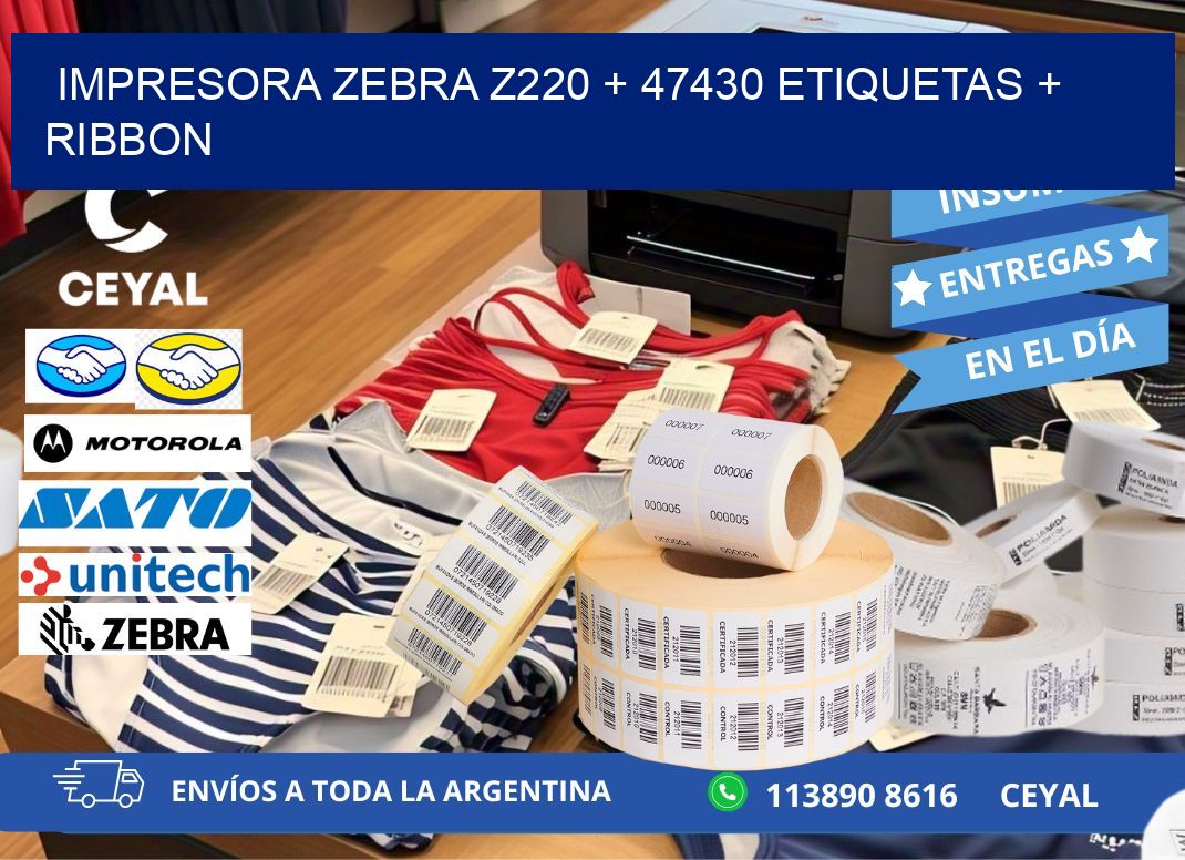 impresora zebra z220 + 47430 etiquetas + ribbon