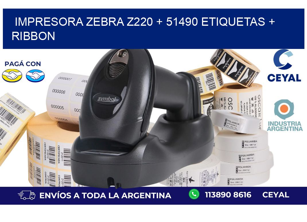 impresora zebra z220 + 51490 etiquetas + ribbon