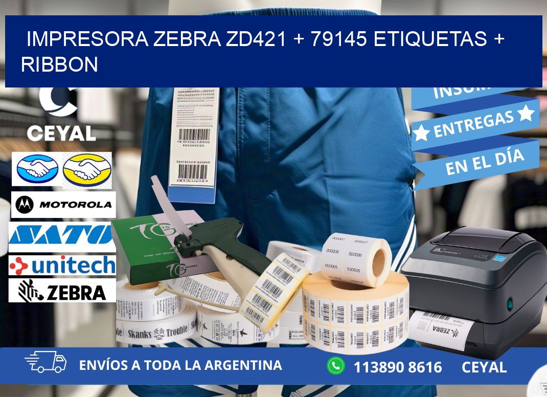 impresora zebra zd421 + 79145 etiquetas + ribbon