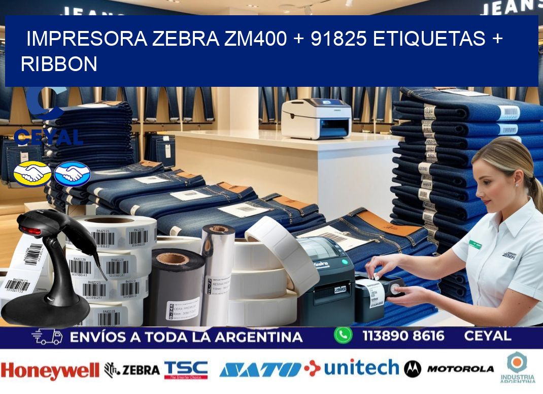 impresora zebra zm400 + 91825 etiquetas + ribbon