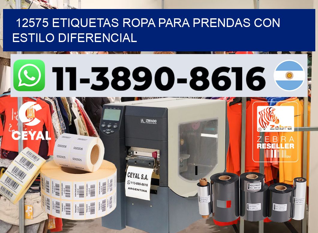 12575 Etiquetas ropa para prendas con estilo diferencial