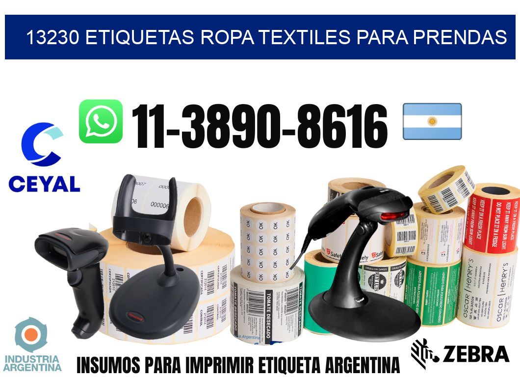13230 Etiquetas ropa textiles para prendas