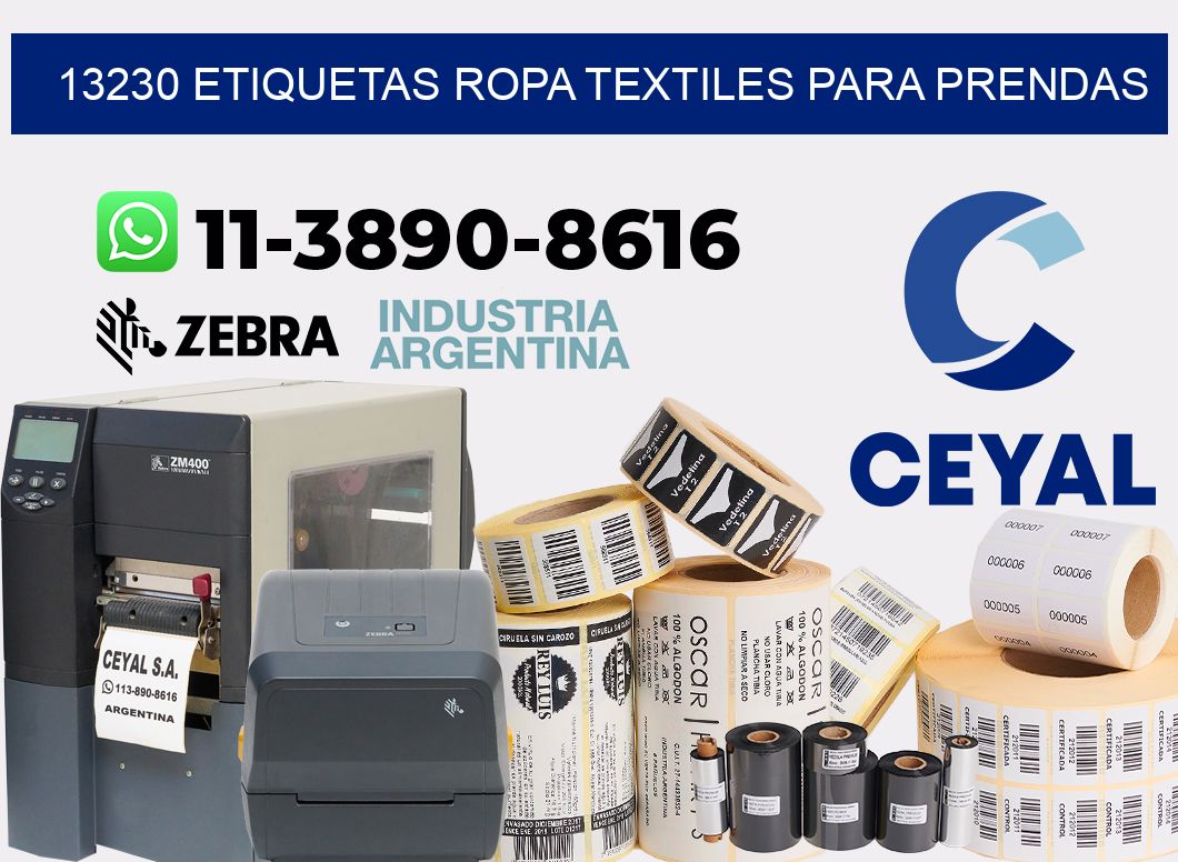 13230 Etiquetas ropa textiles para prendas