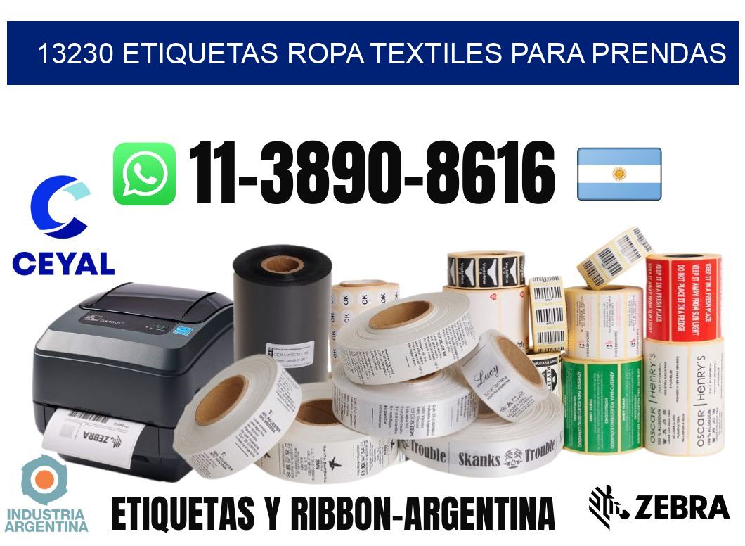 13230 Etiquetas ropa textiles para prendas
