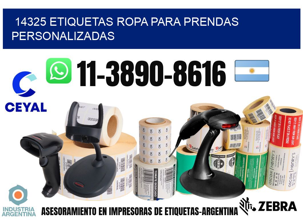 14325 Etiquetas ropa para prendas personalizadas