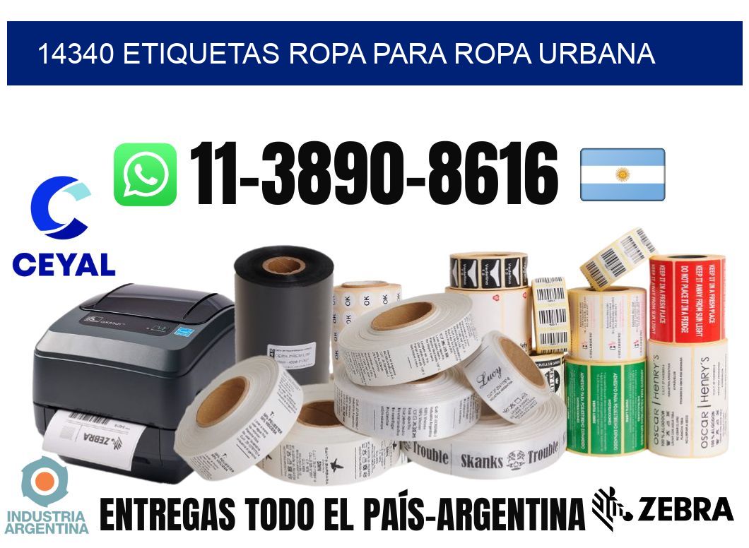 14340 Etiquetas ropa para ropa urbana