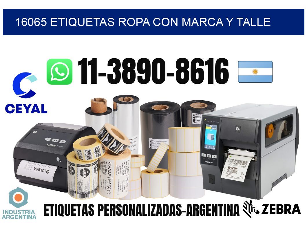 16065 Etiquetas ropa con marca y talle