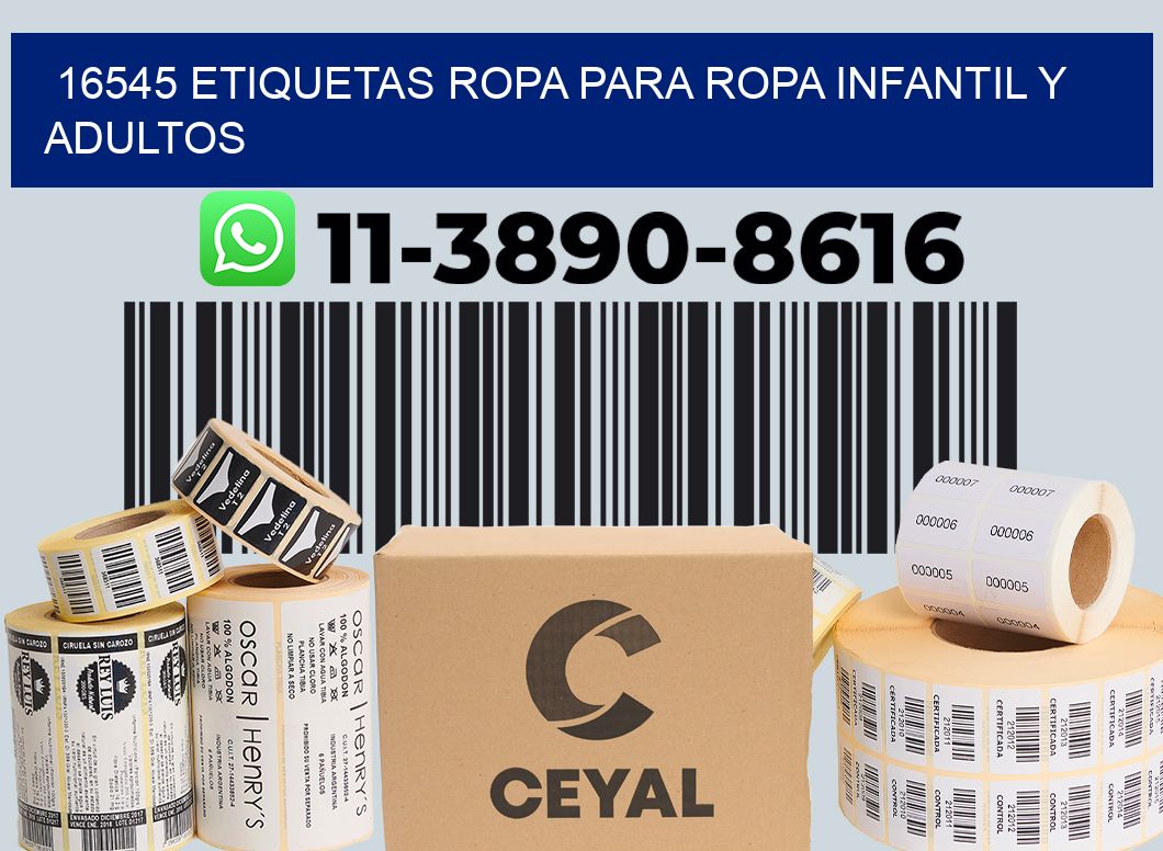 16545 Etiquetas ropa para ropa infantil y adultos