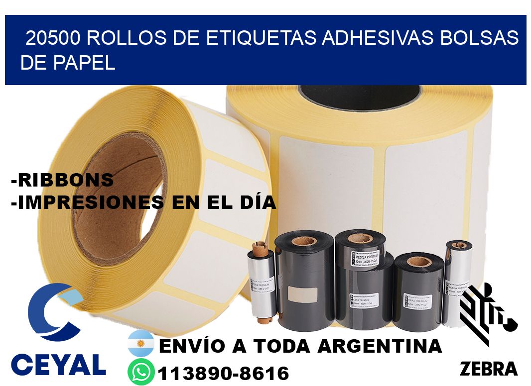 20500 rollos de etiquetas adhesivas bolsas de papel