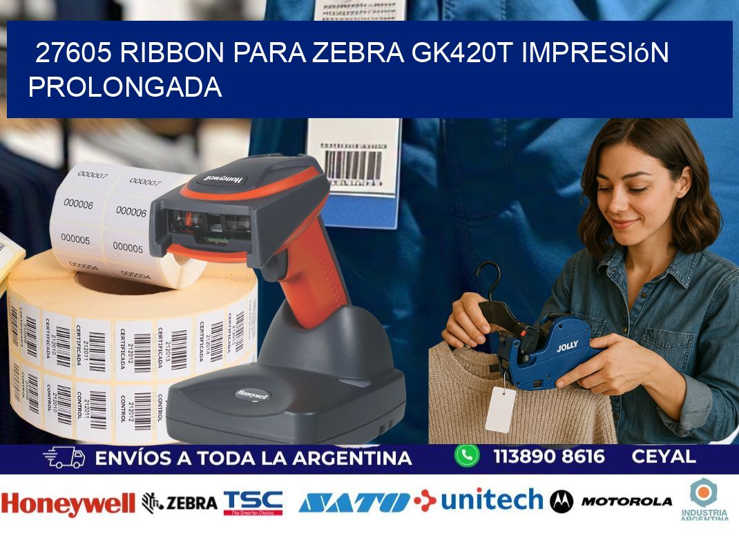 27605 ribbon para zebra gk420t impresión prolongada