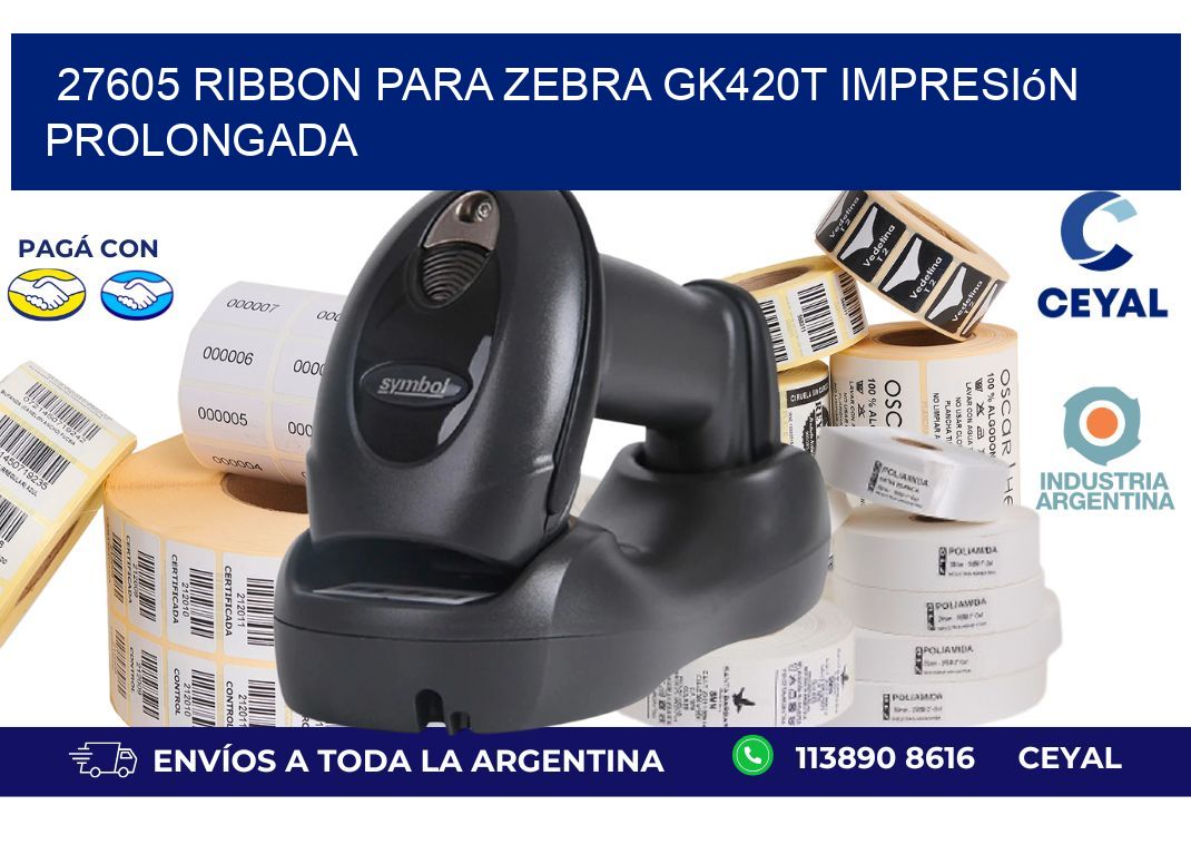 27605 ribbon para zebra gk420t impresión prolongada