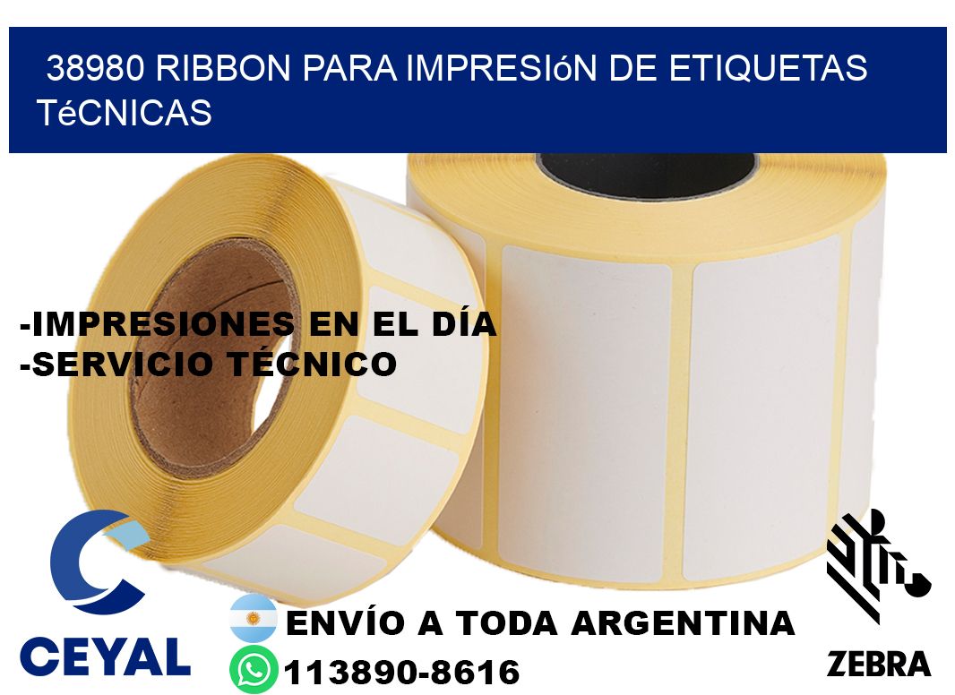38980 ribbon para impresión de etiquetas técnicas