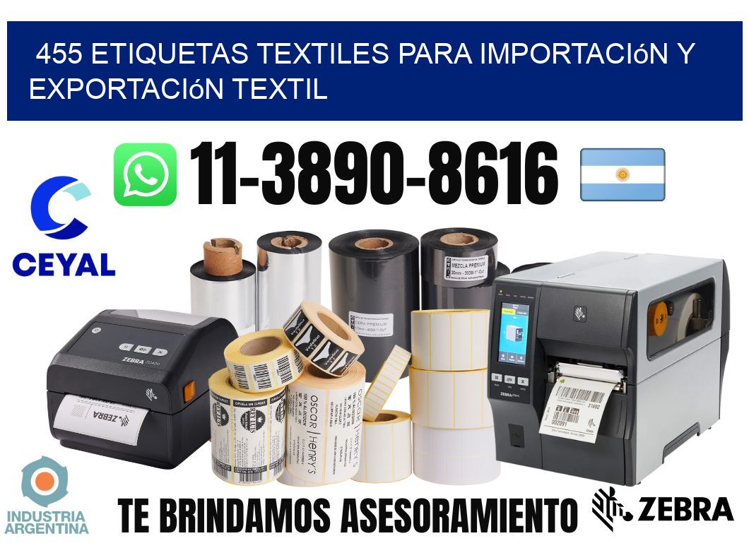 455 Etiquetas textiles para importación y exportación textil