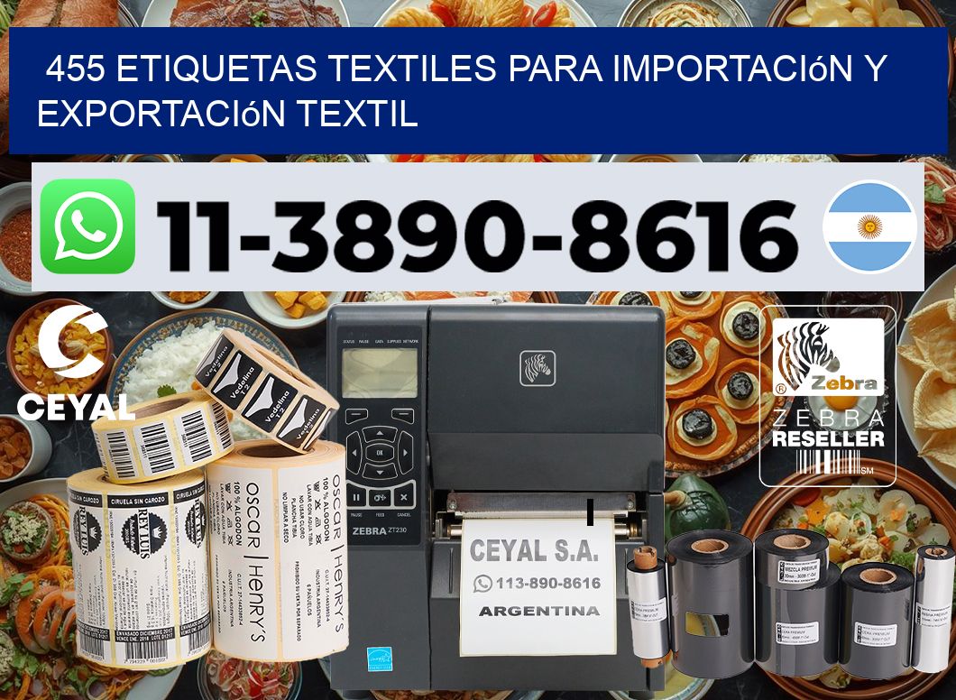 455 Etiquetas textiles para importación y exportación textil