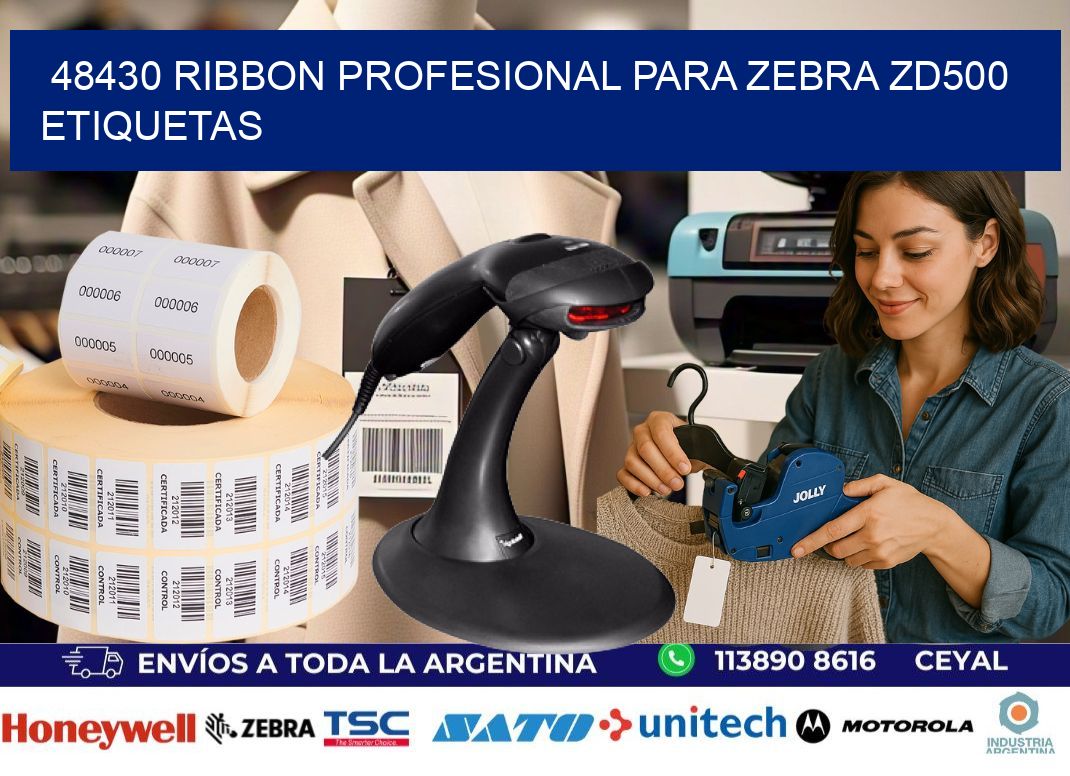 48430 ribbon profesional para zebra zd500 etiquetas