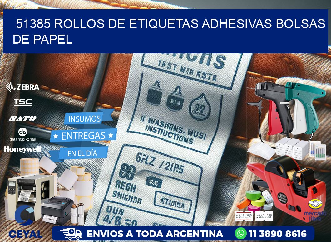 51385 rollos de etiquetas adhesivas bolsas de papel