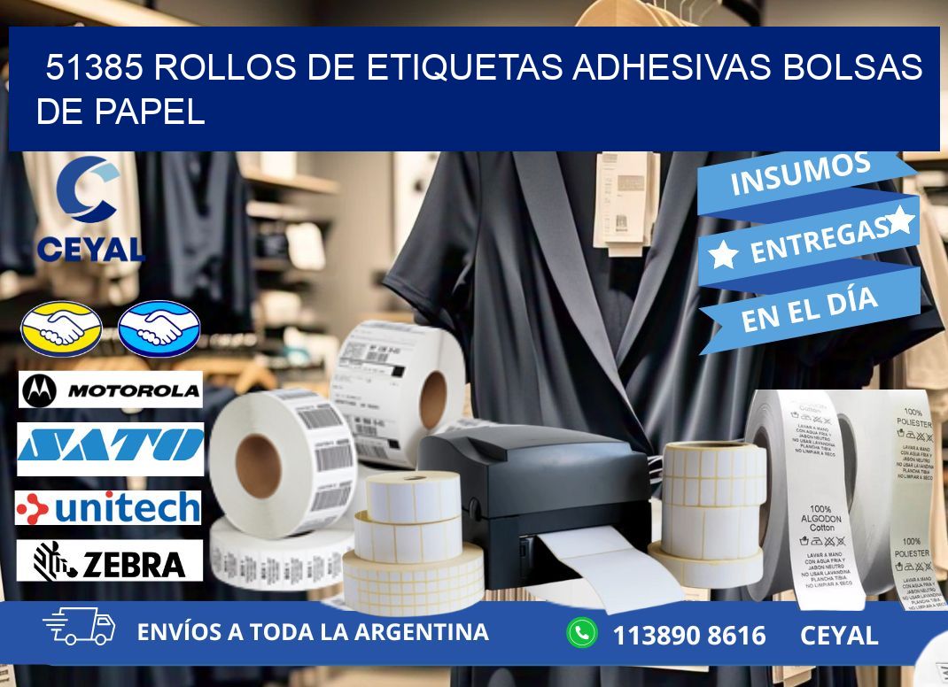 51385 rollos de etiquetas adhesivas bolsas de papel
