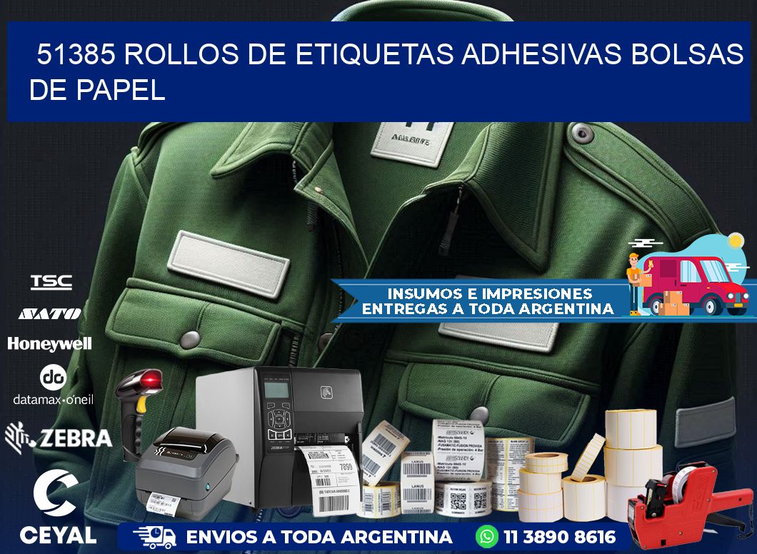 51385 rollos de etiquetas adhesivas bolsas de papel