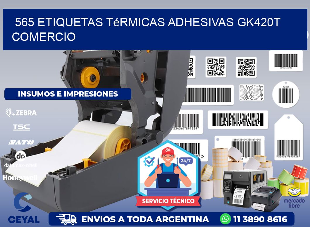 565 etiquetas térmicas adhesivas gk420t comercio