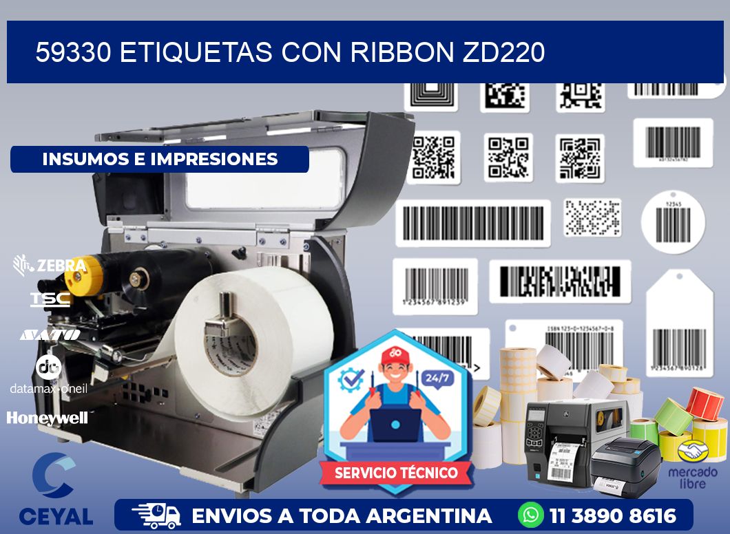 59330 etiquetas con ribbon zd220