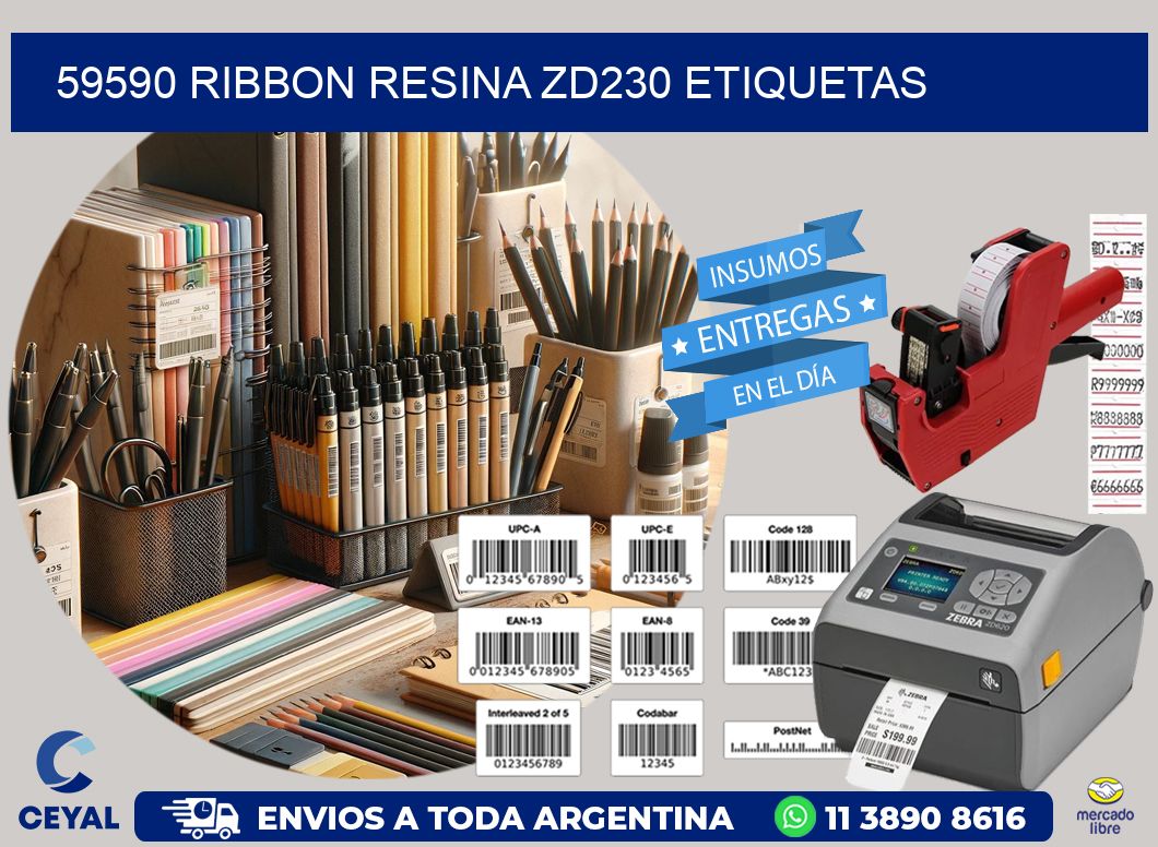 59590 ribbon resina zd230 etiquetas