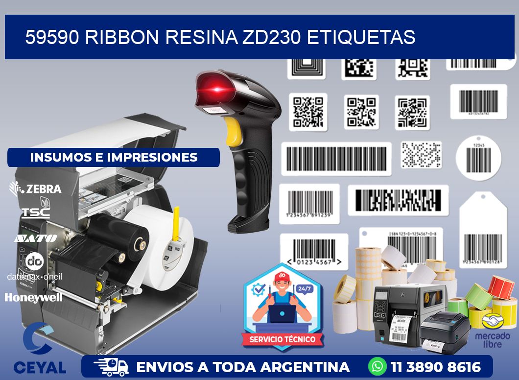 59590 ribbon resina zd230 etiquetas