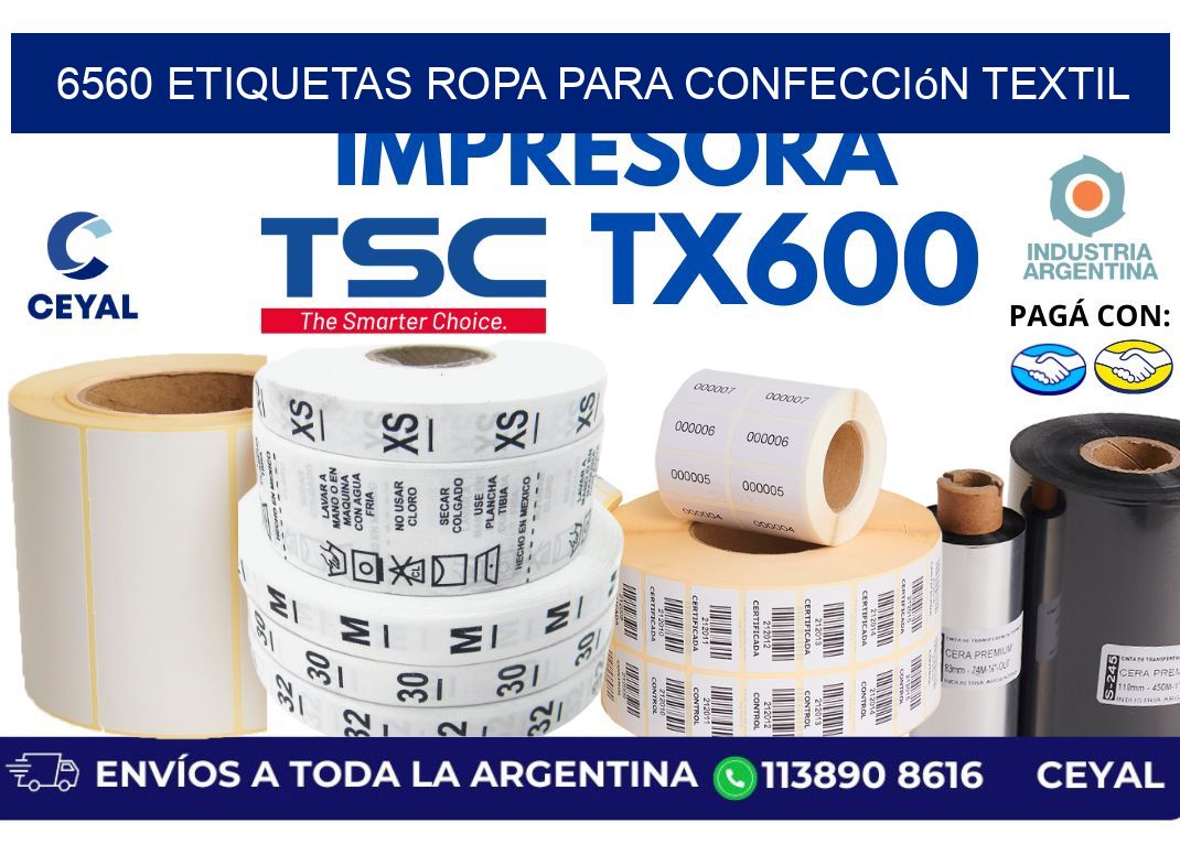 6560 Etiquetas ropa para confección textil